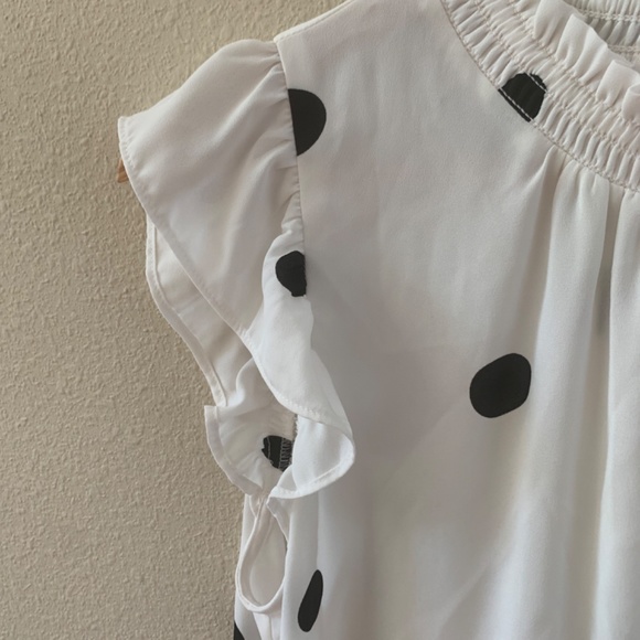 LOFT Ruffle Sleeveless Blouse w/Polka Dots - Picture 3 of 4